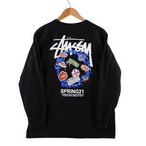 Stussy‎ Kids Long Sleeve T Shirt Black Spring 2021 Graphic Print XXL Skater